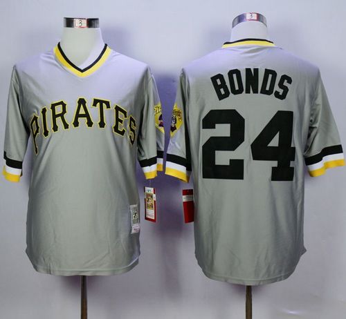 Mitchell And Ness Pirates #24 Barry Bonds Grey Throwback Stitched MLB Jersey - Click Image to Close